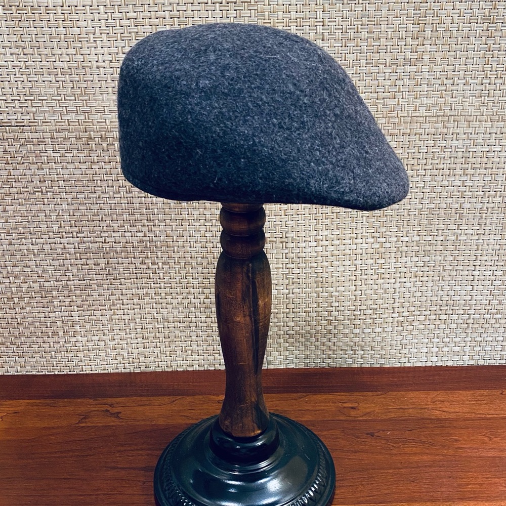 Hpnwot Gray 100% Wool Rounded Flat Cap S/M - image 2